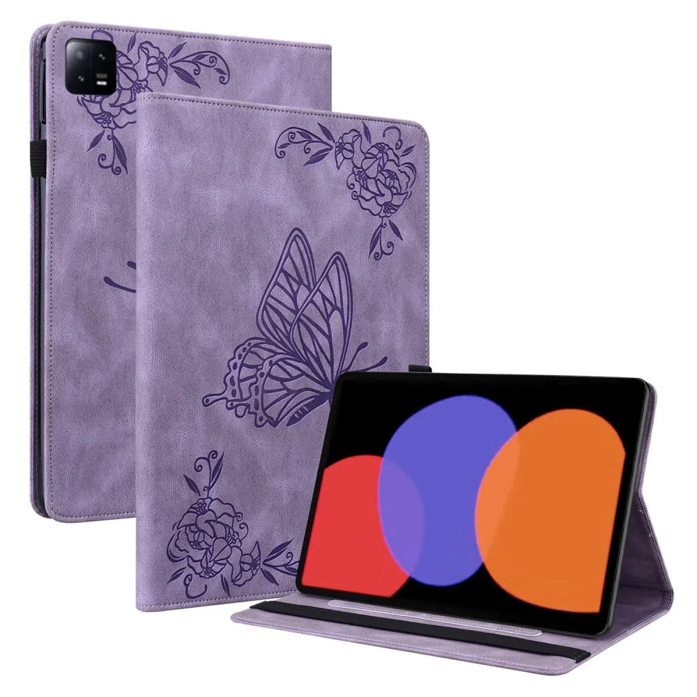 Xiaomi Pad 6 Fint etui med sommerfugler, Lilla Xiaomi Pad 6 Fint etui med sommerfugler, Lilla