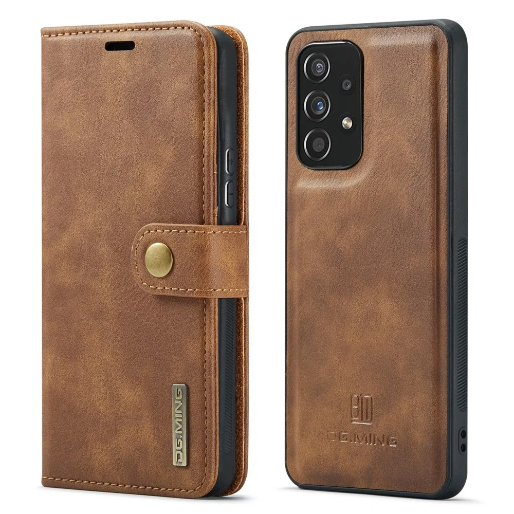DG.MING Samsung Galaxy A53 Lommeboketui med avtakbart deksel, Cognac