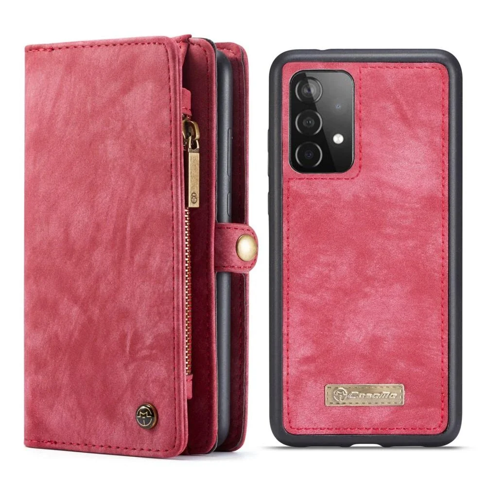 CaseMe Samsung Galaxy A52 5G Romslig lommeboketui med mange kortlommer, Rød