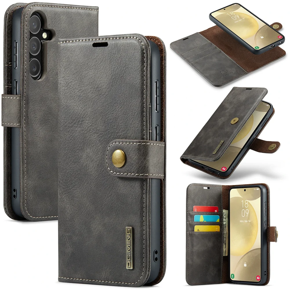 DG.MING Samsung Galaxy S25 Plus Lommeboketui med avtakbart deksel, Brown