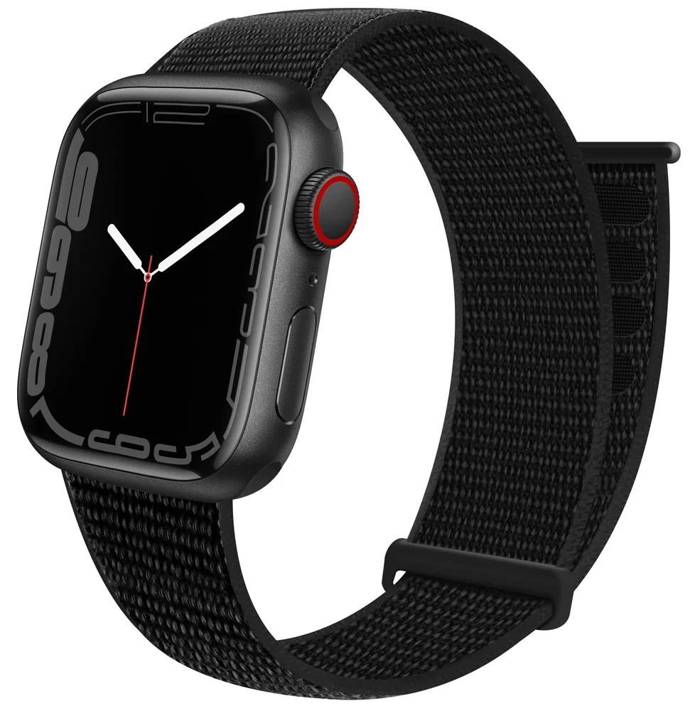 Nylonreim Apple Watch Series 7 45mm, Svart