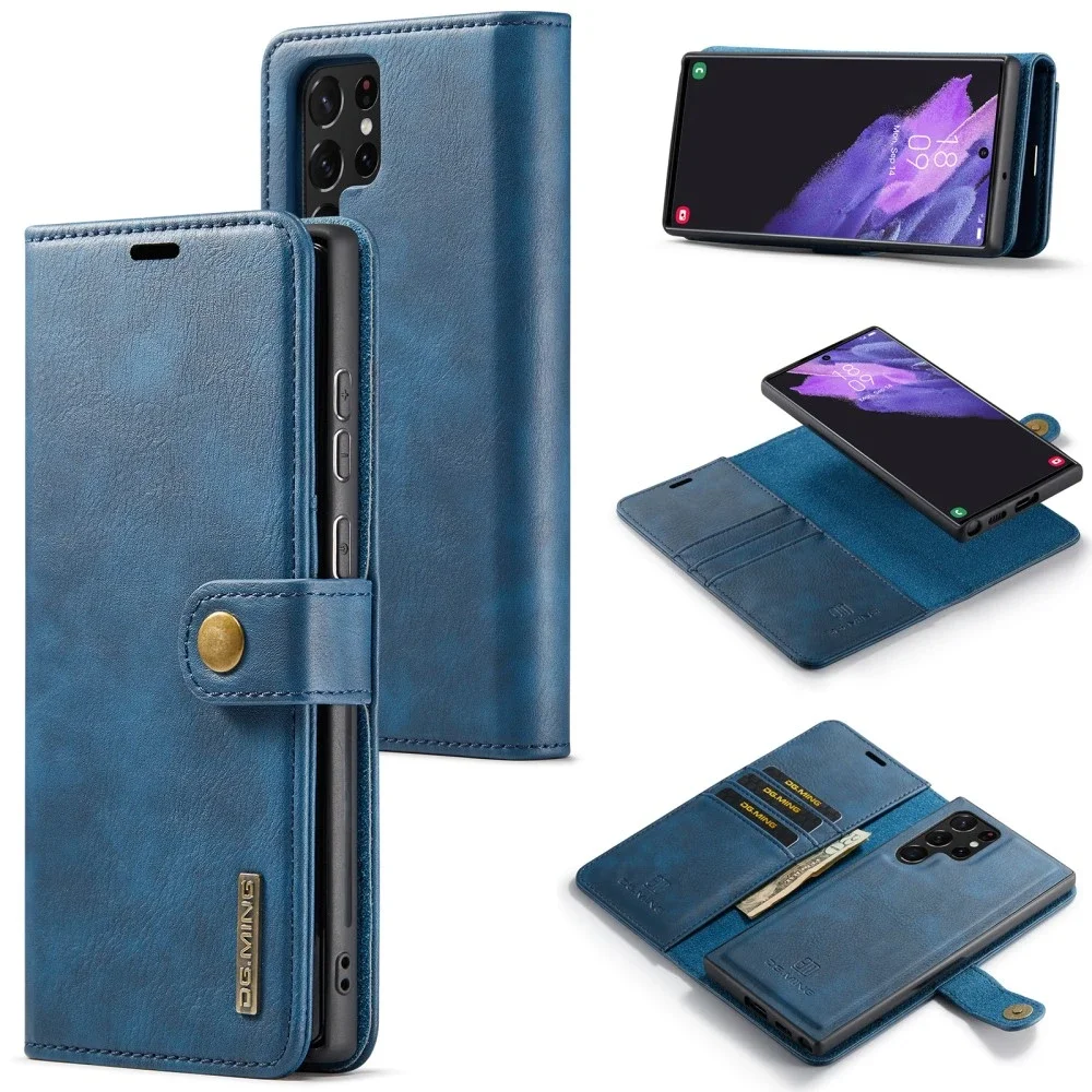 DG.MING Samsung Galaxy S24 Ultra Lommeboketui med avtakbart deksel, Blue