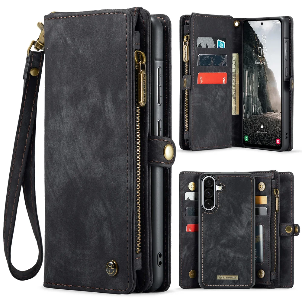 CaseMe Samsung Galaxy A18 Romslig lommeboketui med mange kortlommer, Grå CaseMe Samsung Galaxy A18 Romslig lommeboketui med mange kortlommer, Grå