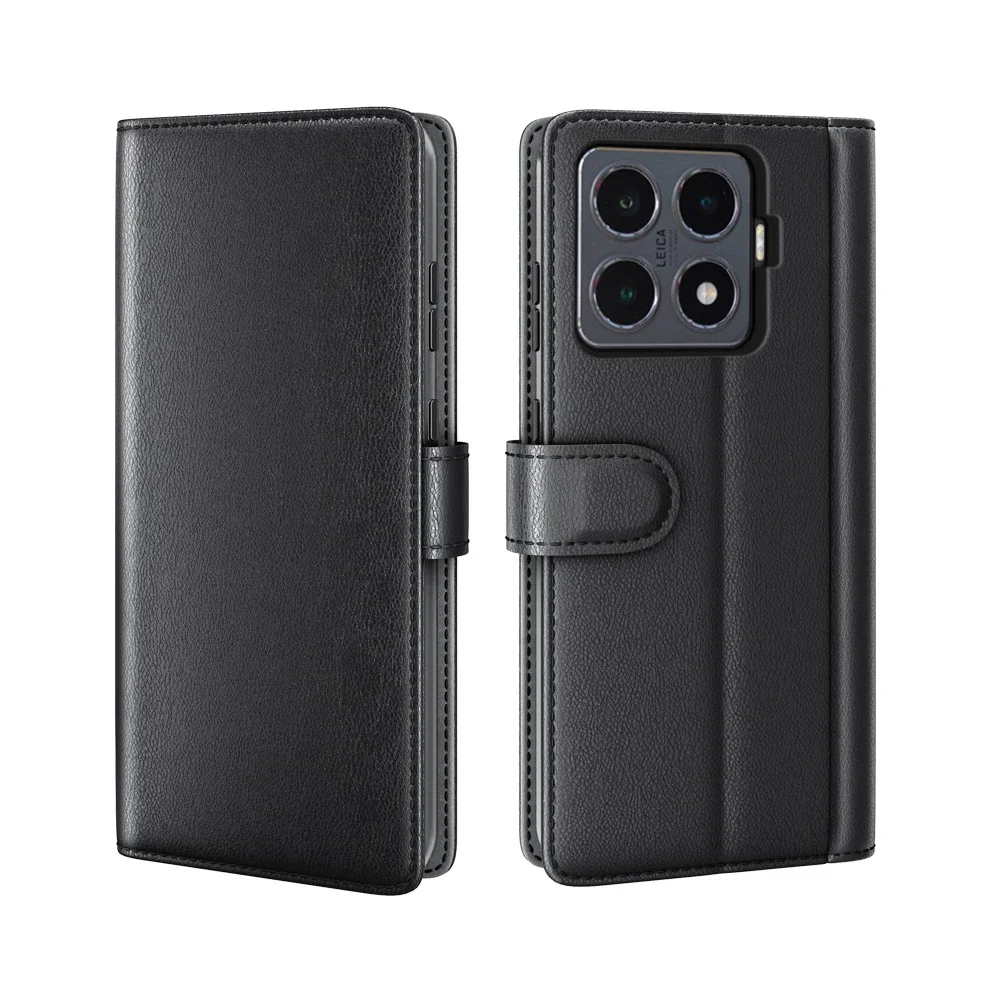 Xiaomi 15T Pro Lommeboketui i ekte skinn, Svart