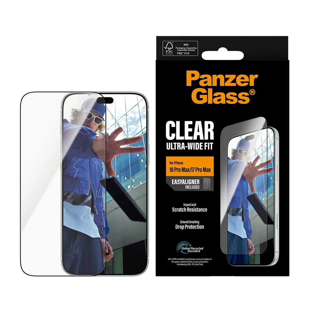 PanzerGlass iPhone 18 Pro Max Skjermbeskytter med installasjonsramme - Ultra Wide Fit