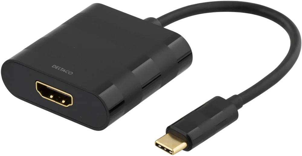 Deltaco USB-C til HDMI-adapter 4K UHD, svart Deltaco USB-C til HDMI-adapter 4K UHD, svart