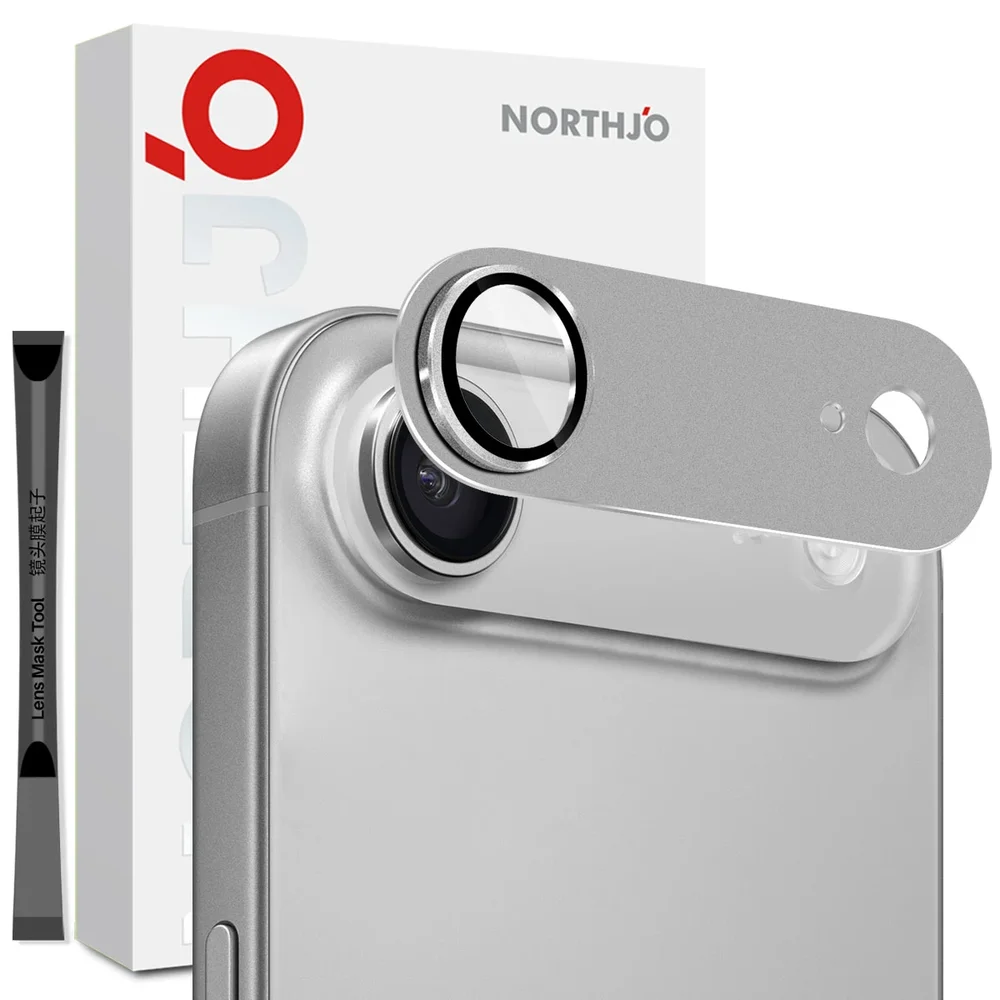 NORTHJO iPhone Air Kamerabeskyttelse herdet glass med metallramme, Grå