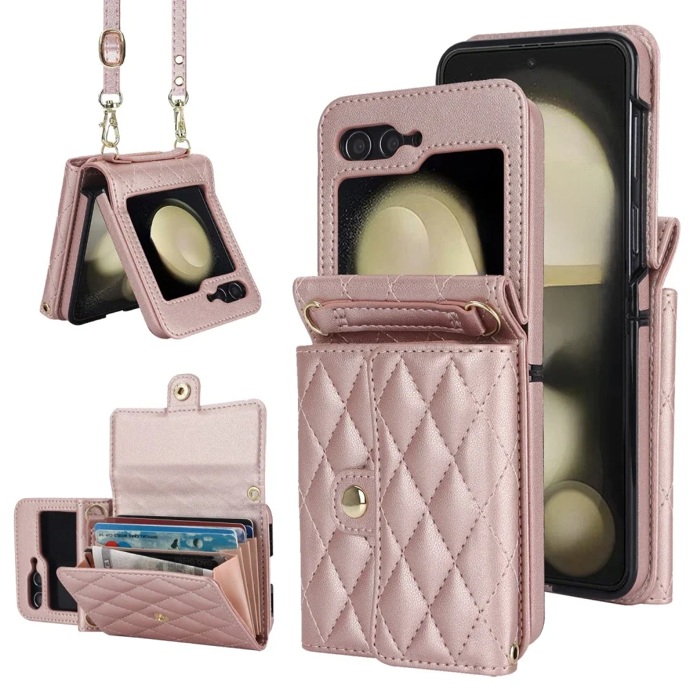 Samsung Galaxy Z Flip 7 FE Quilted lommebokdeksel med RFID-beskyttelse Rosegull