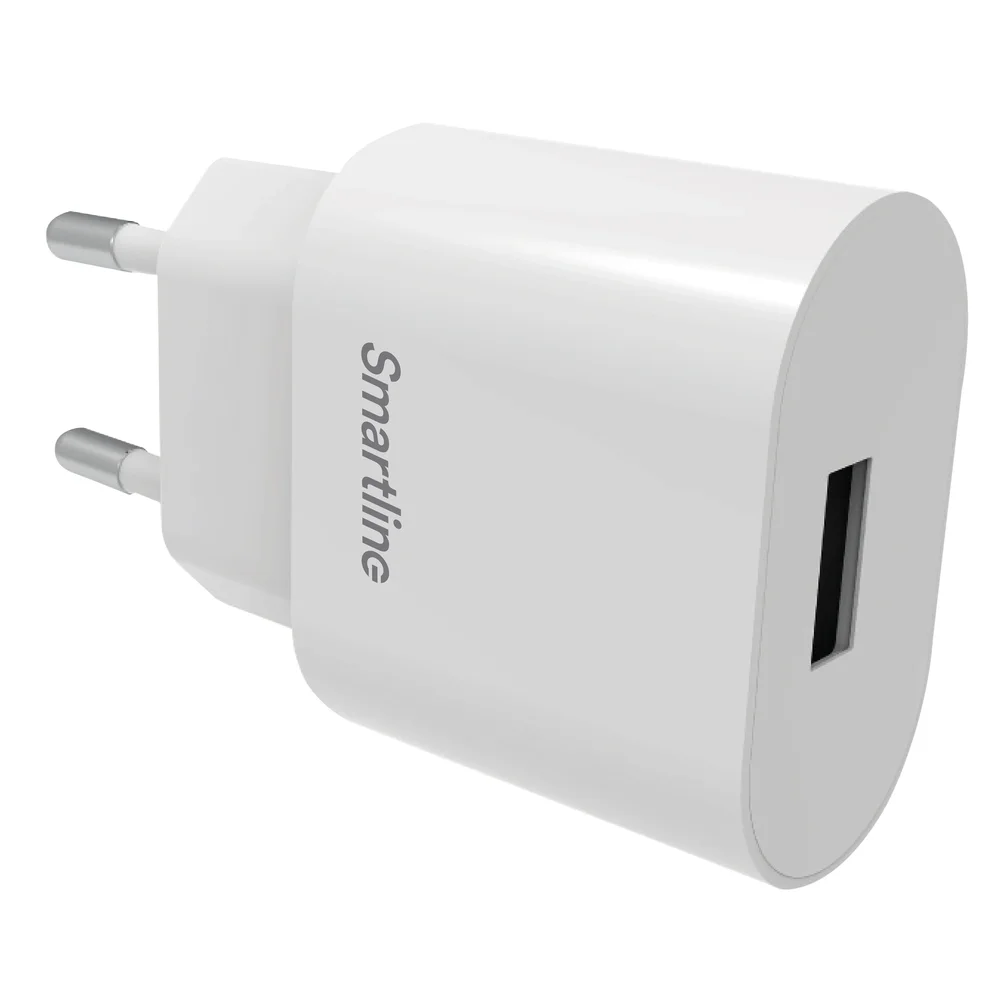 Smartline Vegglader USB-A 2.4A 12W, Hvit