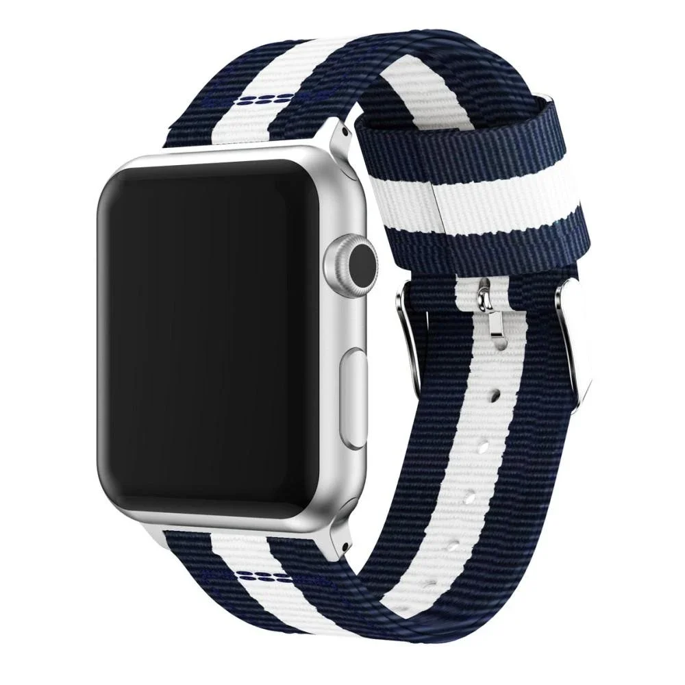 Apple Watch Series 7 45mm Reim i nylon, blå/hvit