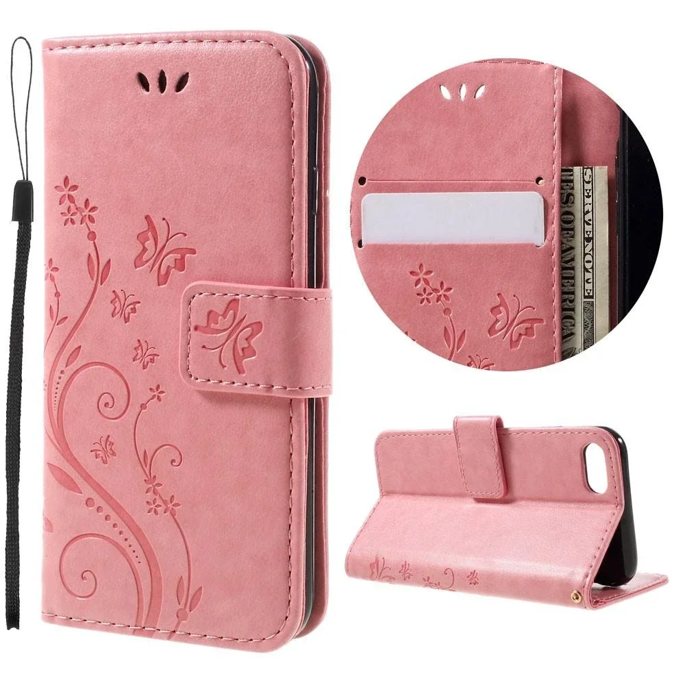 iPhone 8 Mobiletui med sommerfugler, Rosa
