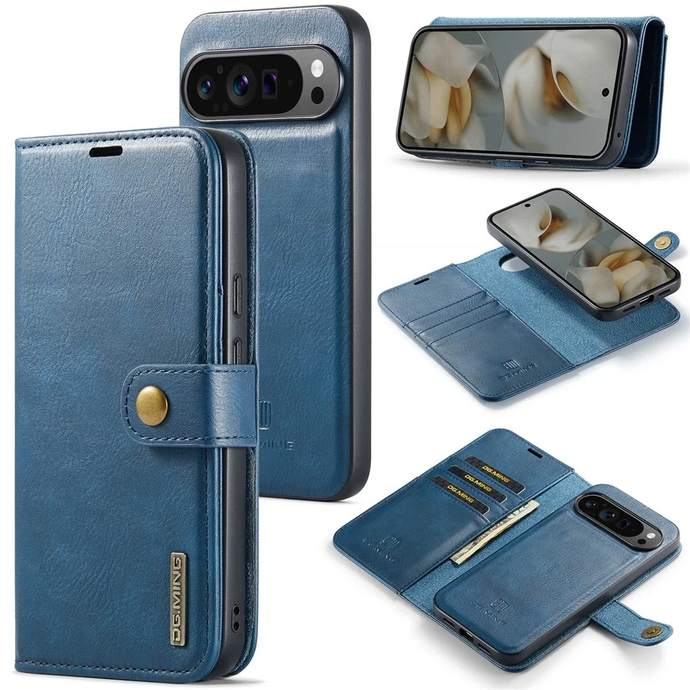 DG.MING Google Pixel 10 Pro XL Lommeboketui med avtakbart deksel, Blue DG.MING Google Pixel 10 Pro XL Lommeboketui med avtakbart deksel, Blue