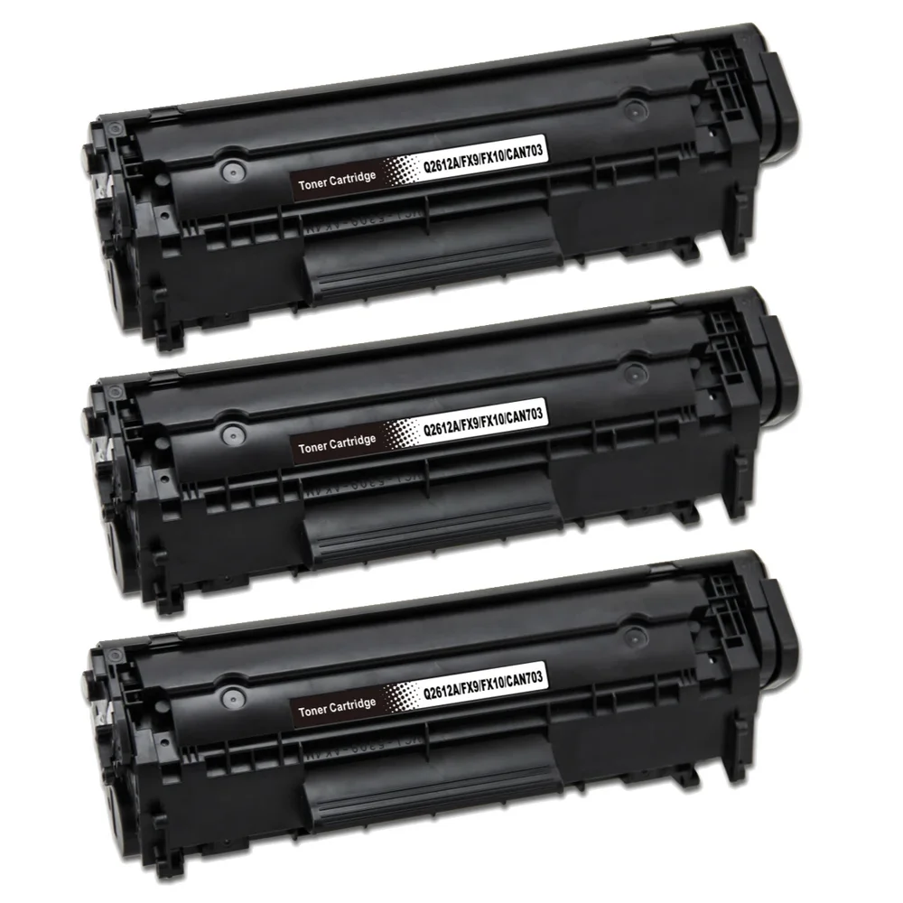 3-pack Toner HP LaserJet 1010 - erstatter HP 12A / Q2612A, Svart, 2000 sider