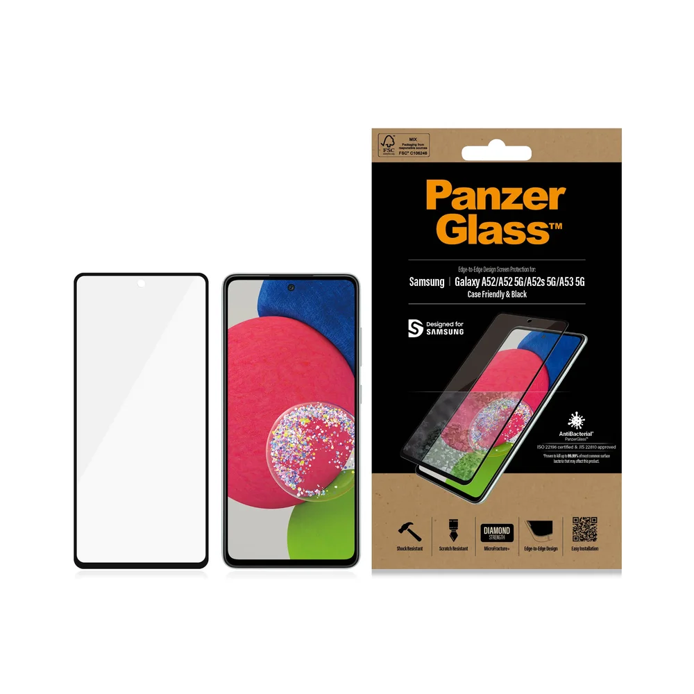 PanzerGlass Samsung Galaxy A52 5G Skjermbeskytter i ripemotstandig herdet glass - Edge-to-Edge