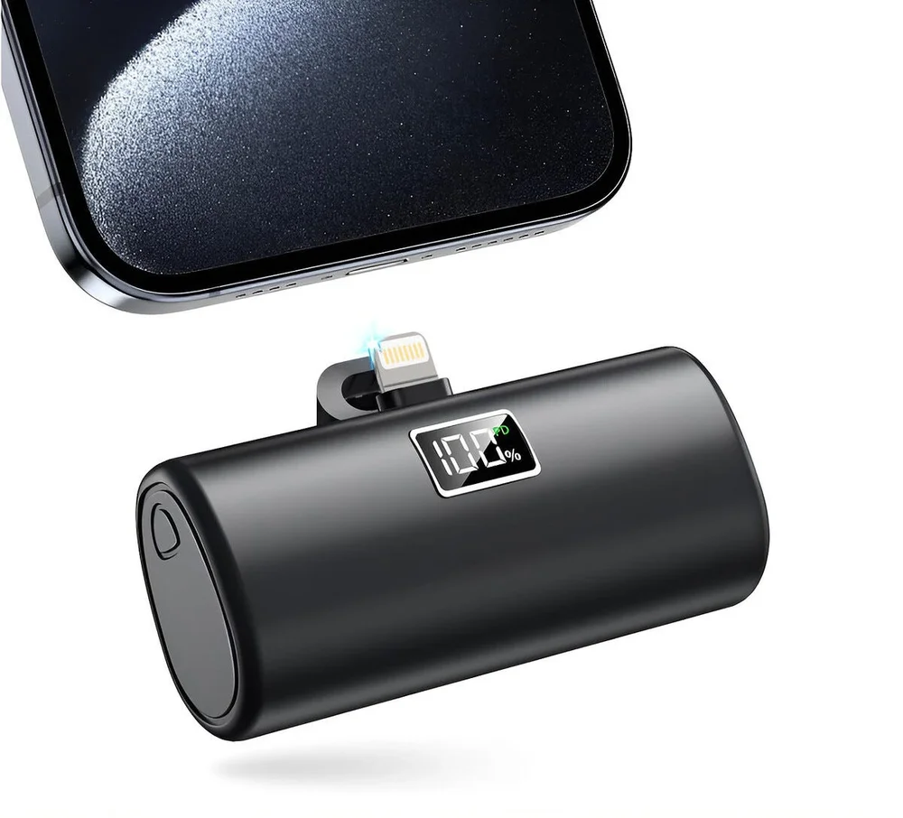 Clas Ohlson Kompakt Plug-in powerbank Lightning 5000mAh, Svart
