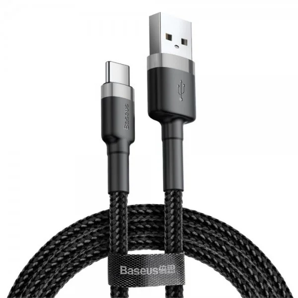 Baseus Kabel Cafule Cable USB-A/USB-C 3m Grå Svart v:1002884 Baseus Kabel Cafule Cable USB-A/USB-C 3m Grå Svart v:1002884