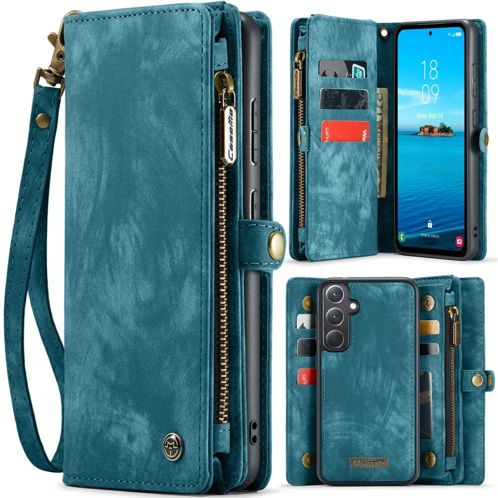 CaseMe Samsung Galaxy A36 Romslig lommeboketui med mange kortlommer, Blå CaseMe Samsung Galaxy A36 Romslig lommeboketui med mange kortlommer, Blå