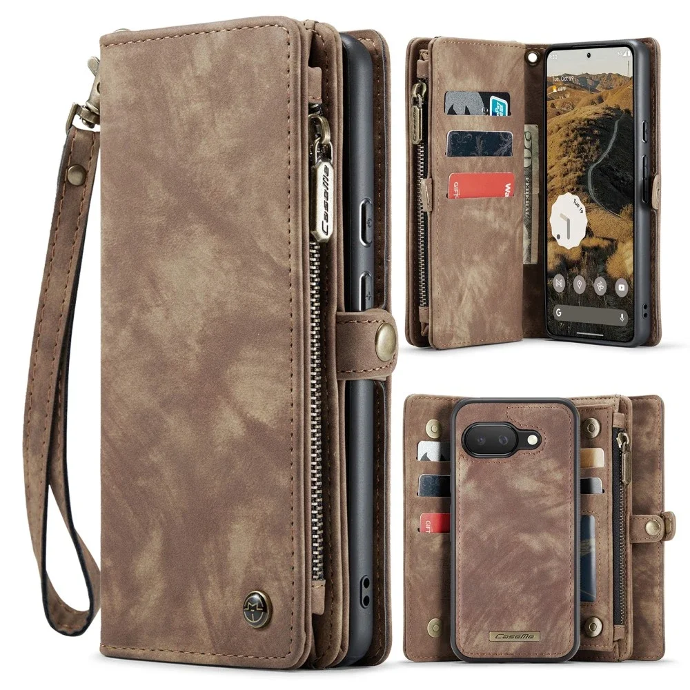 CaseMe Google Pixel 9a Romslig lommeboketui med mange kortlommer, Brun CaseMe Google Pixel 9a Romslig lommeboketui med mange kortlommer, Brun