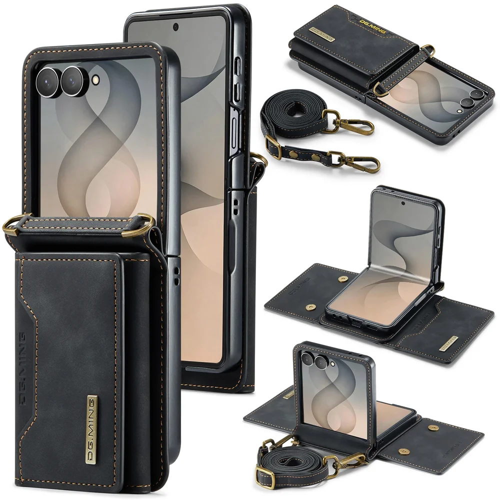 DG.MING Samsung Galaxy Z Flip 8 Deksel med lommebok, Svart DG.MING Samsung Galaxy Z Flip 8 Deksel med lommebok, Svart