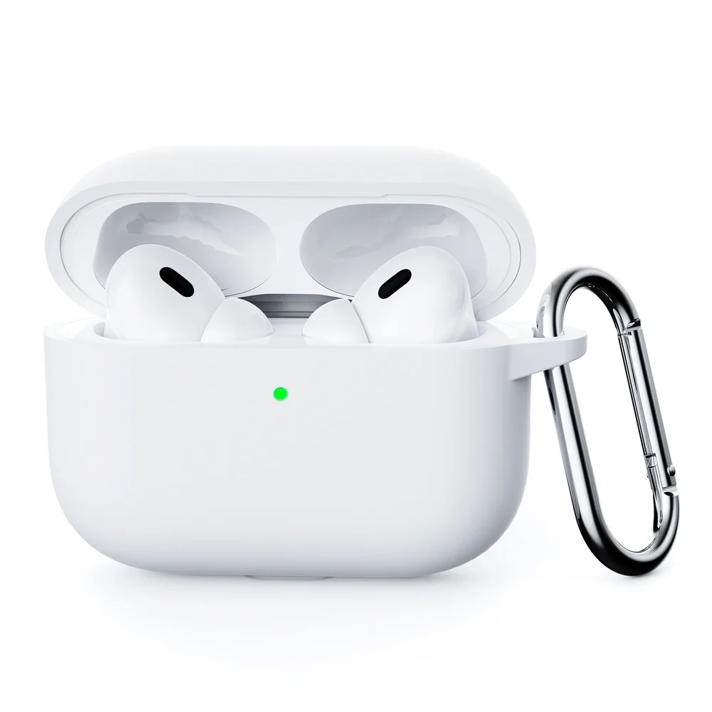 Apple AirPods Pro 3 Silikondeksel med karabinkrok, Hvit