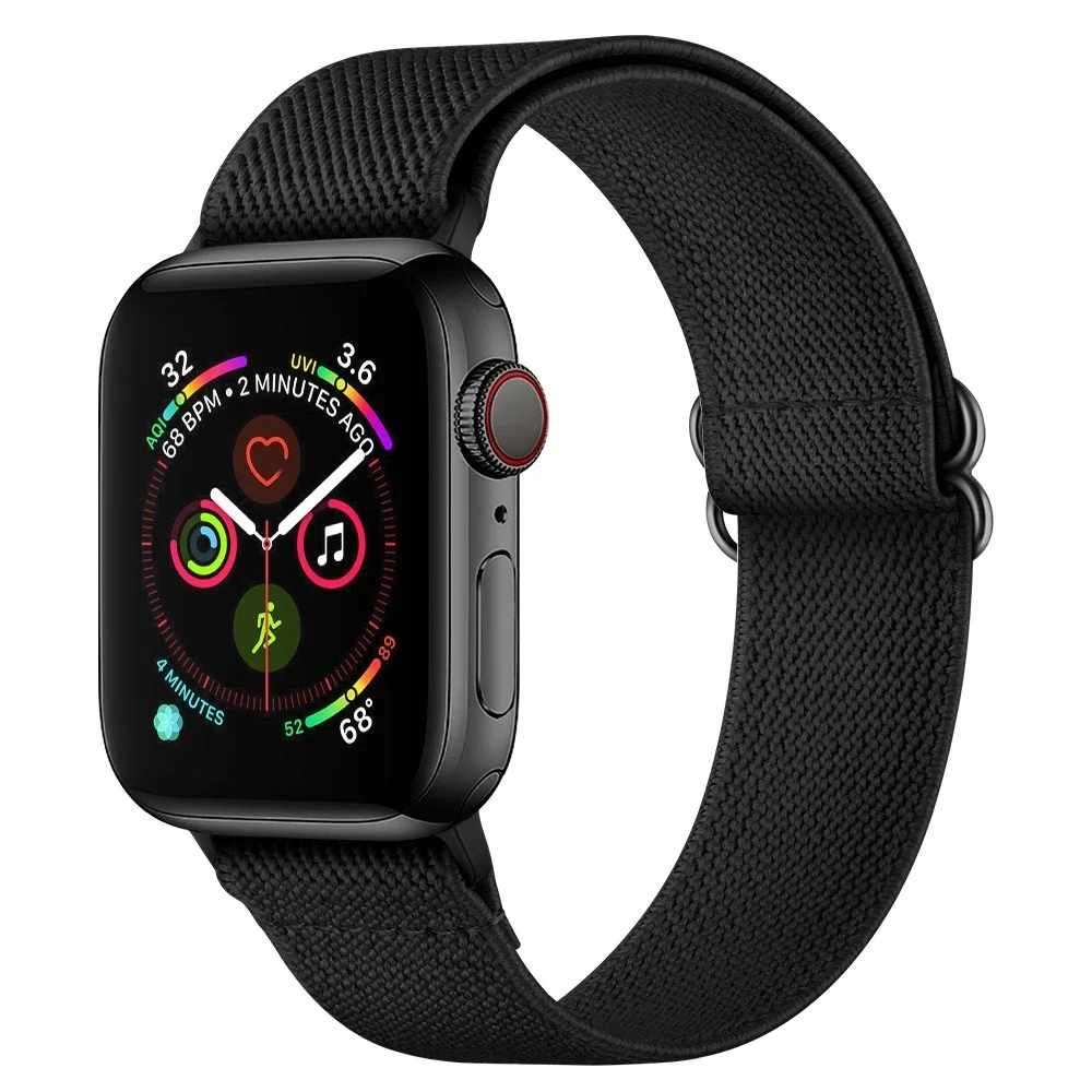 Apple Watch Series 9 41mm Elastisk reim, Svart Apple Watch Series 9 41mm Elastisk reim, Svart