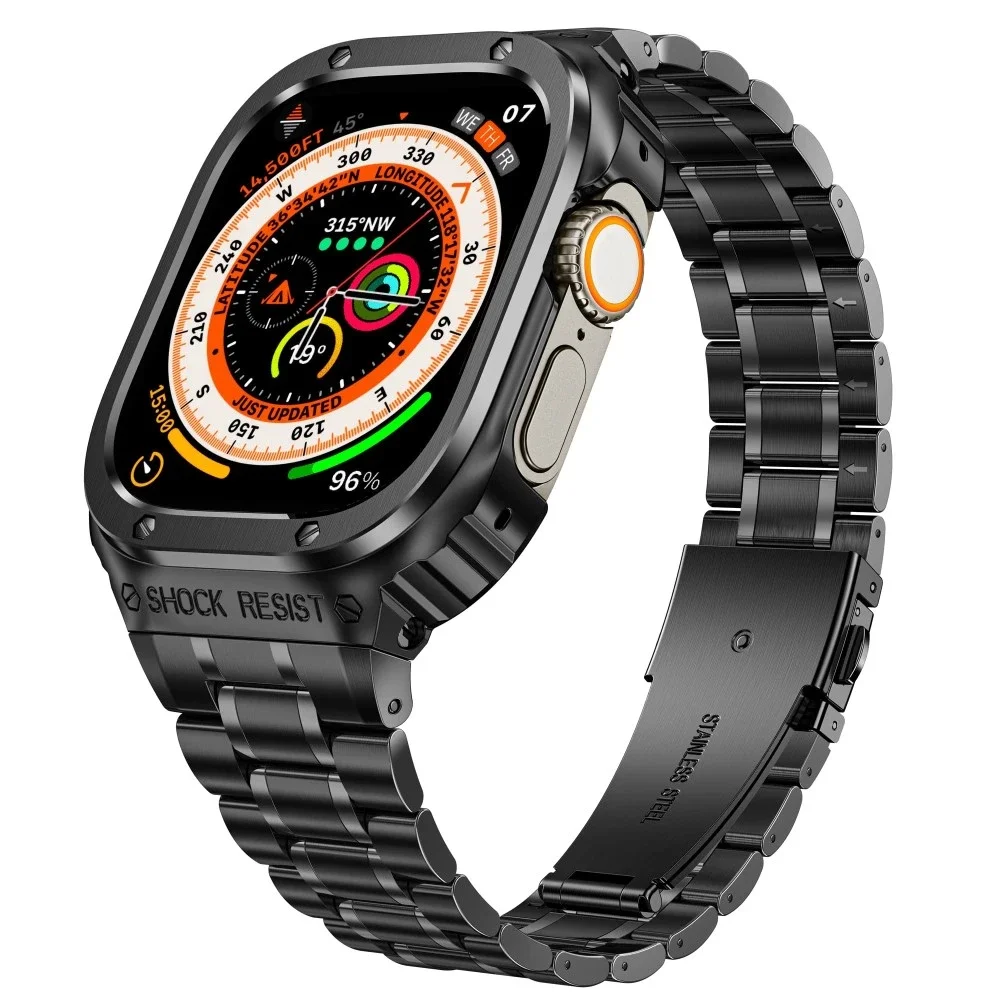 Apple Watch Ultra 49mm 1st Gen Robust reim med innebygd deksel Full Metal, Svart