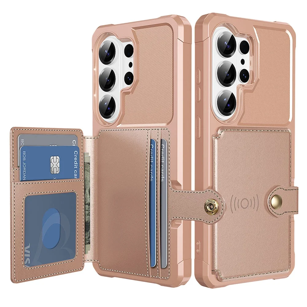 Samsung Galaxy S26 Ultra Støtsikkert deksel med lommebok, Rosa