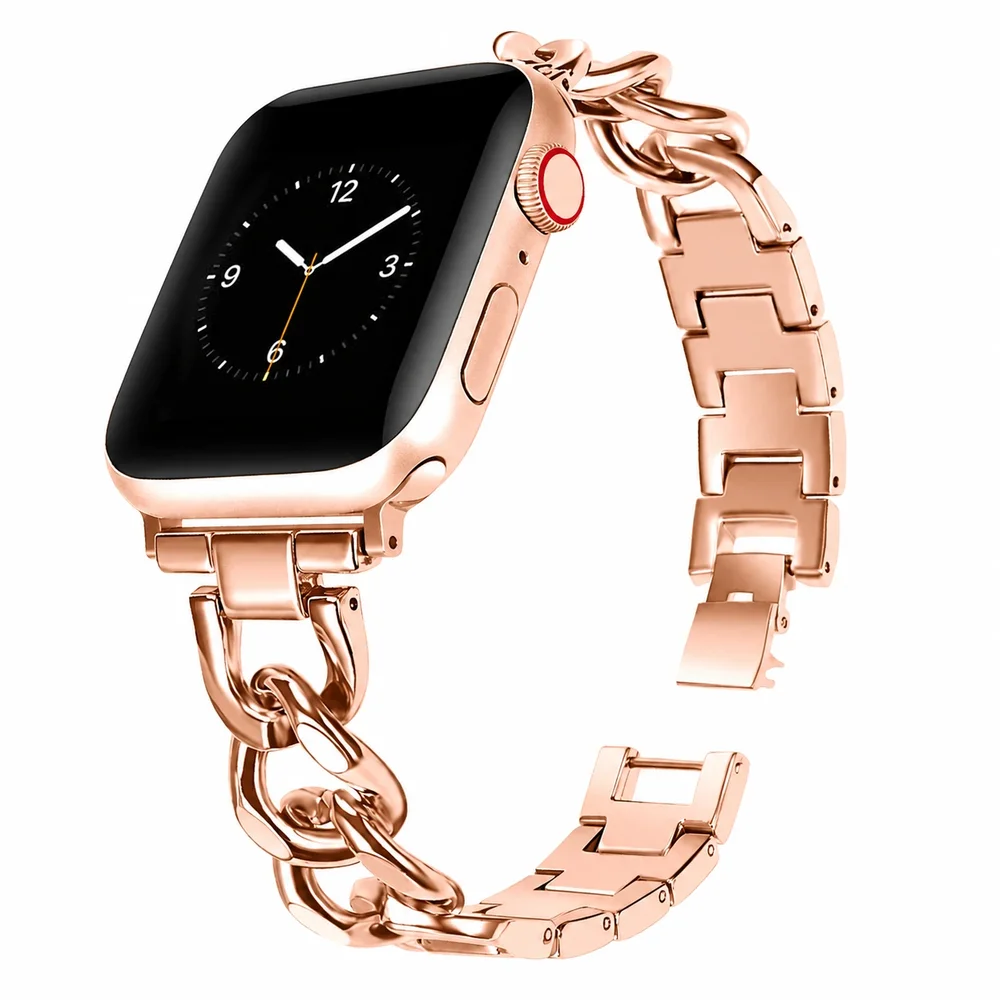 Apple Watch Series 7 41mm Luksuriøst kjedearmbånd i metall, Rosegull Apple Watch Series 7 41mm Luksuriøst kjedearmbånd i metall, Rosegull