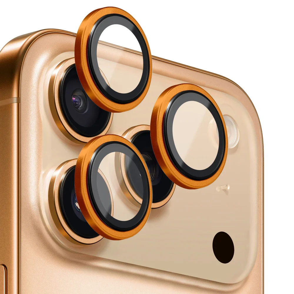 NORTHJO iPhone 17 Pro Linsebeskytter i herdet glass med aluminiumsramme Oransje