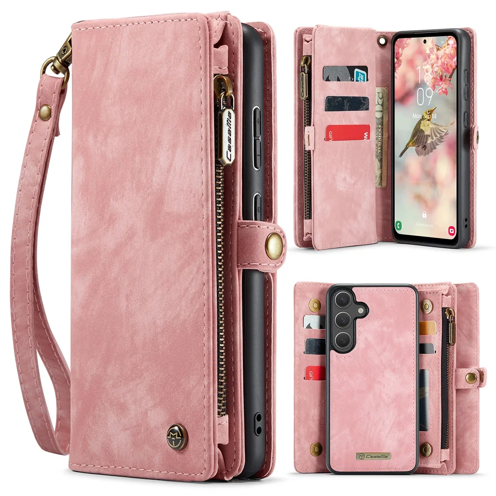 CaseMe Samsung Galaxy S25 FE Romslig lommeboketui med mange kortlommer, Rosa