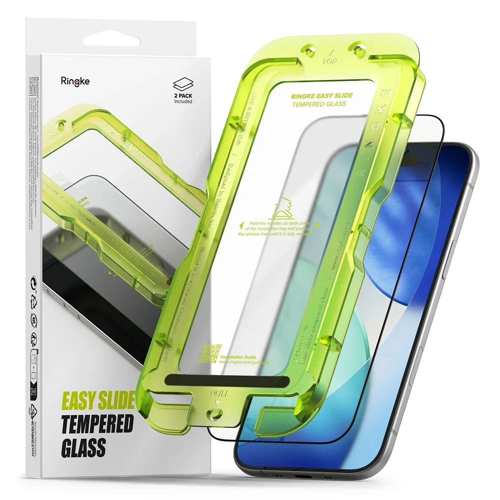 Ringke iPhone Air Skjermbeskytter i glass med monteringsramme (2-pack)