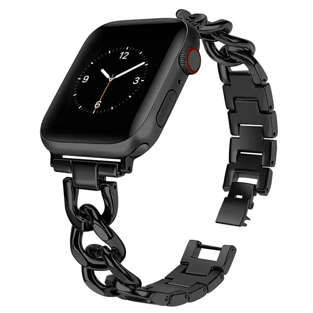 Apple Watch Series 1-3 38mm Luksuriøst kjedearmbånd i metall, Svart Apple Watch Series 1-3 38mm Luksuriøst kjedearmbånd i metall, Svart