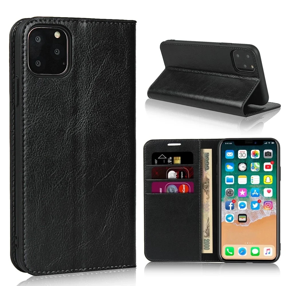 iPhone 11 Pro Smidig mobiletui i ekte skinn, Svart iPhone 11 Pro Smidig mobiletui i ekte skinn, Svart