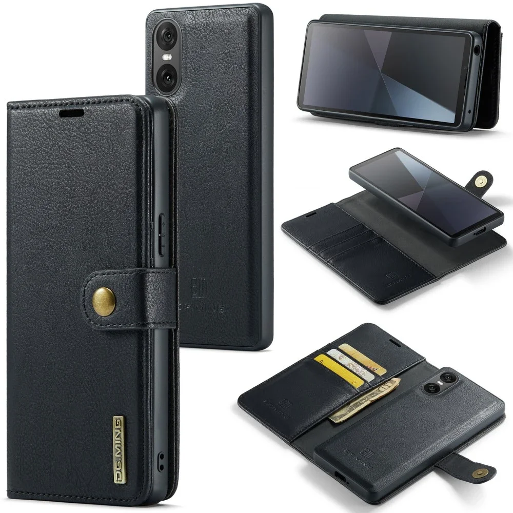 DG.MING Sony Xperia 10 VI Lommeboketui med avtakbart deksel, Black
