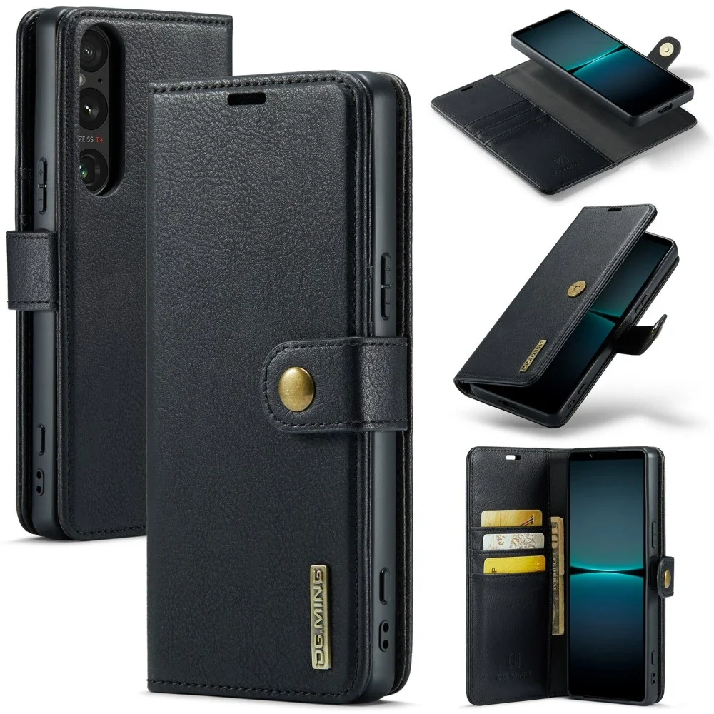 DG.MING Sony Xperia 1 VII Lommeboketui med avtakbart deksel, Black DG.MING Sony Xperia 1 VII Lommeboketui med avtakbart deksel, Black