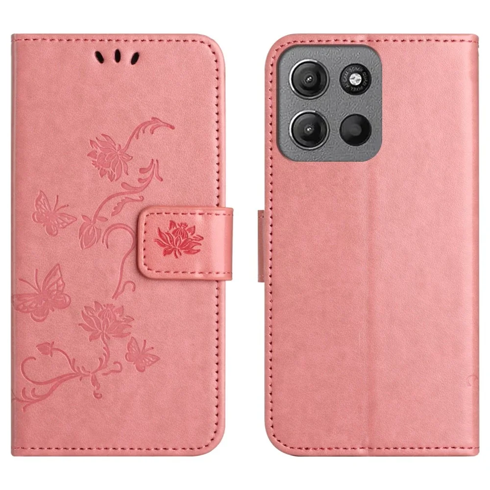 Motorola Moto G15 Power Mobiletui med sommerfugler, Rosa