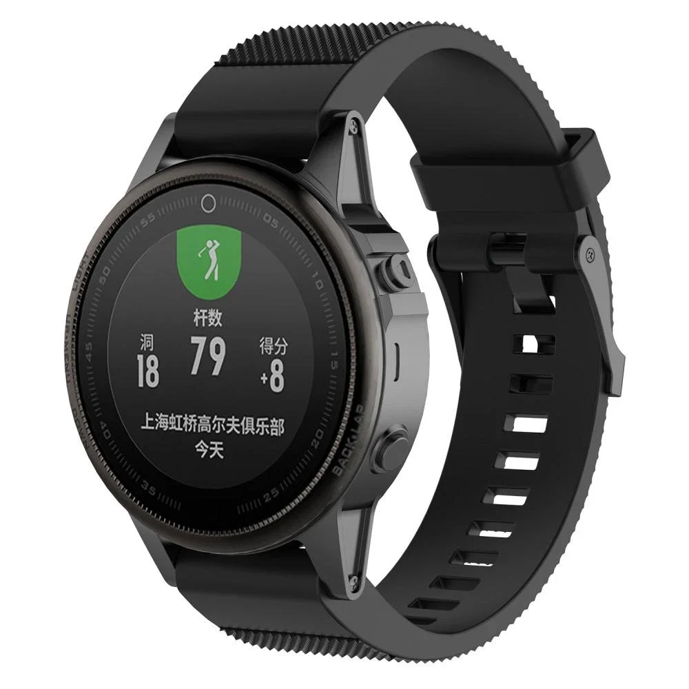Garmin Fenix 5S/Fenix 5S Plus Reim i silikon, Svart Garmin Fenix 5S/Fenix 5S Plus Reim i silikon, Svart