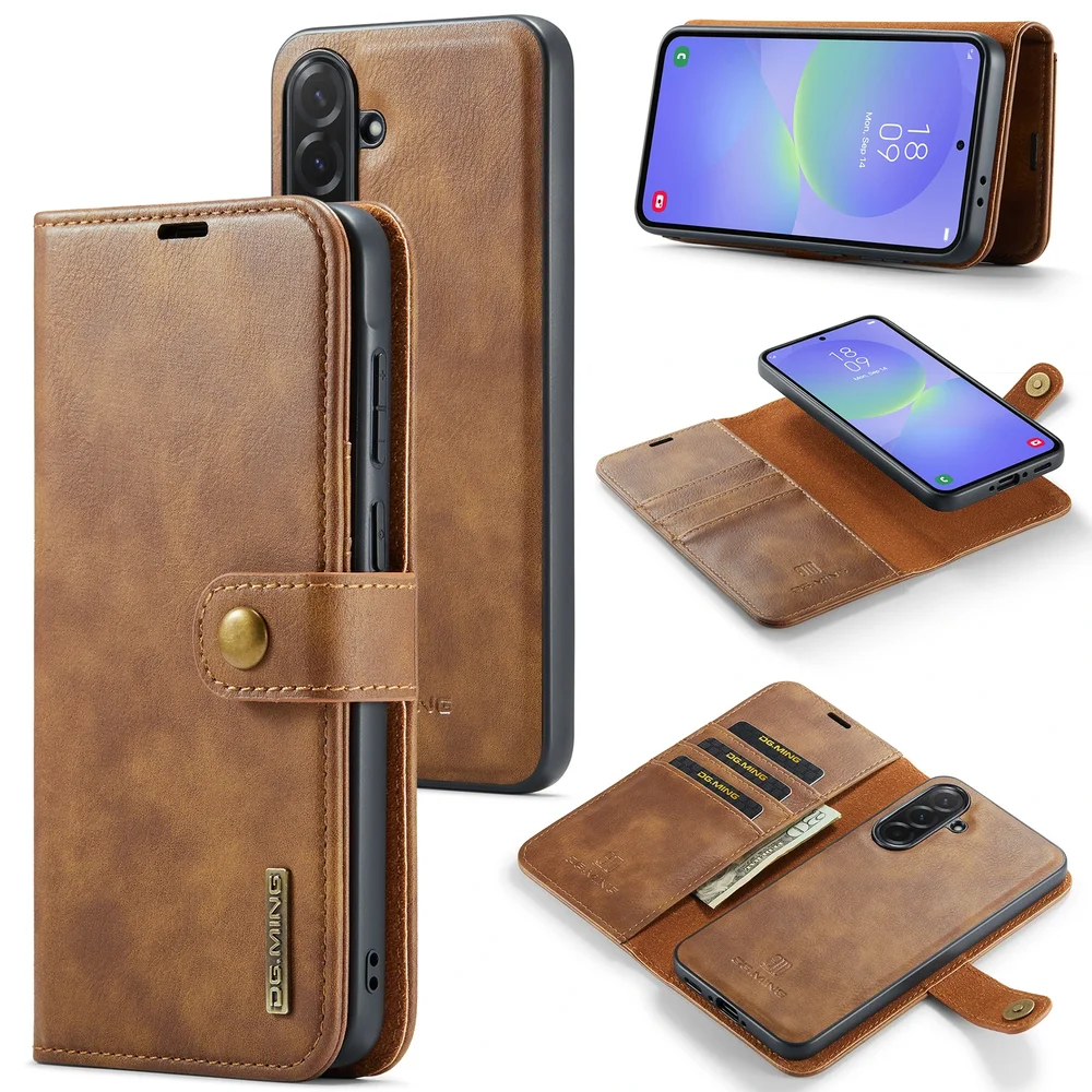DG.MING Samsung Galaxy A27 Lommeboketui med avtakbart deksel, Cognac