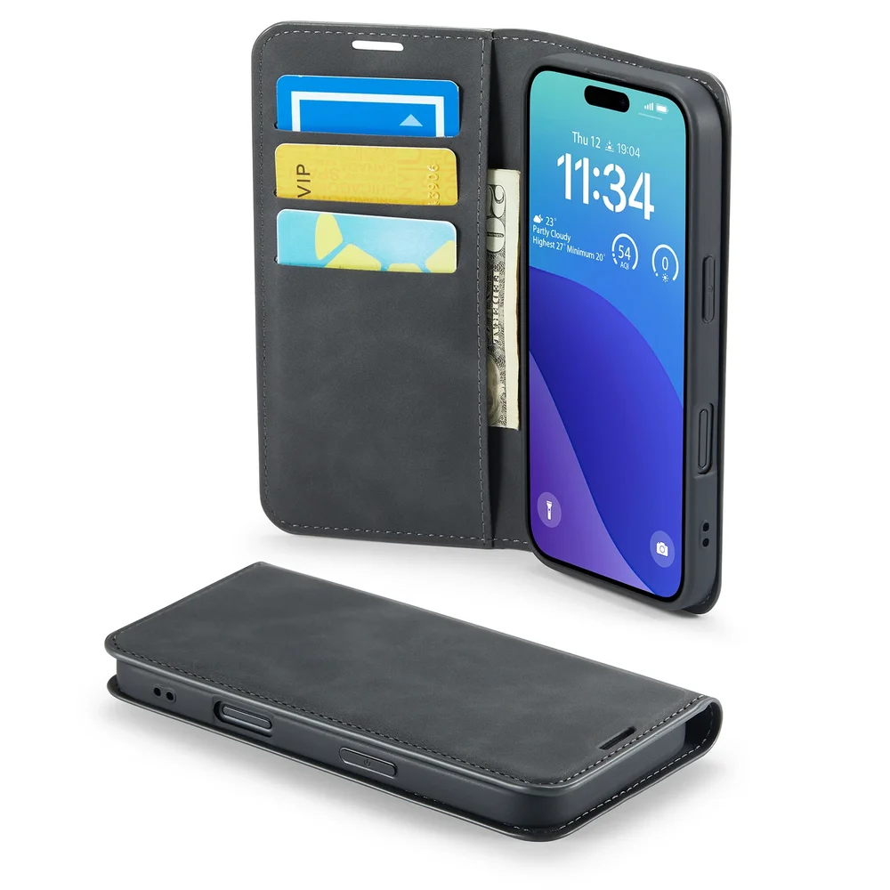 Mobique iPhone 16 Pro Max Slankt etui med kortlomme, Svart
