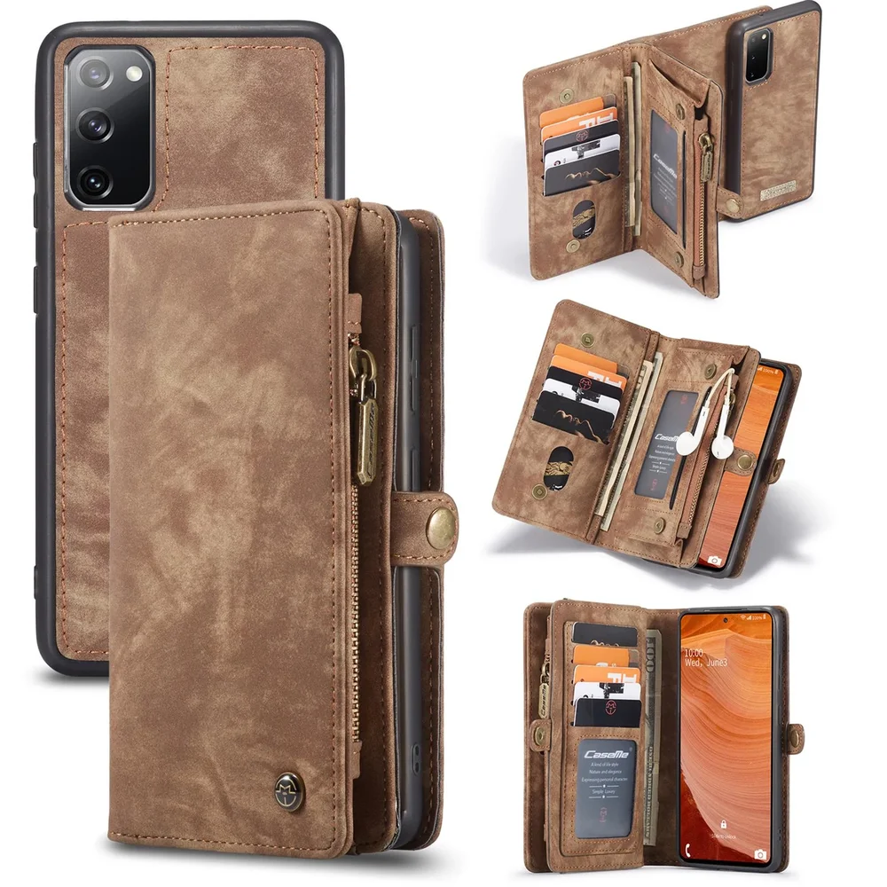 CaseMe Samsung Galaxy S20 FE Romslig lommeboketui med mange kortlommer, Brun CaseMe Samsung Galaxy S20 FE Romslig lommeboketui med mange kortlommer, Brun