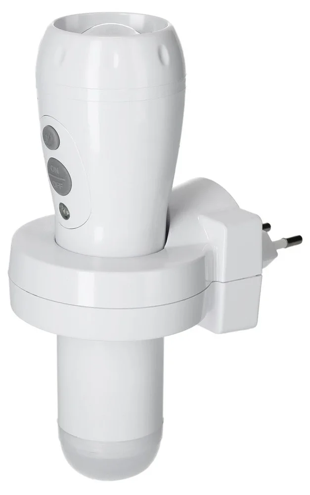 Clas Ohlson Oppladbar lommelykt med nattlys, Hvit