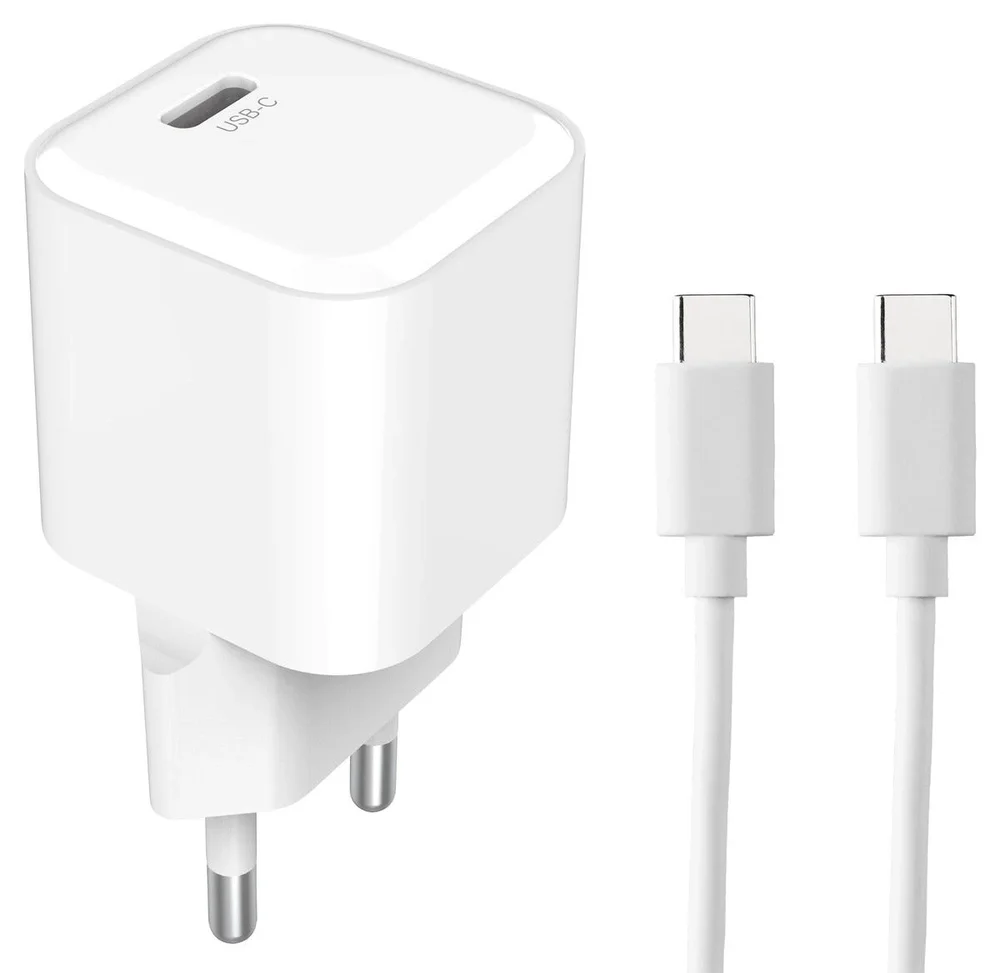 Clas Ohlson Lader USB-C med 1 m kabel 20W PD, Hvit