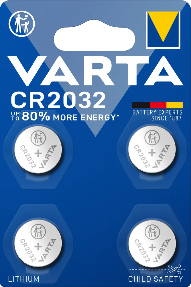 Varta Knappcellebatteri litium CR2032 (4-pakning)