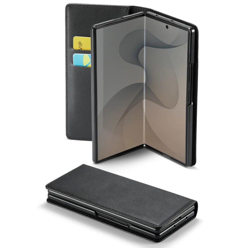 Mobique Samsung Galaxy Z Fold 8 Ultra Lommeboketui i ekte skinn, Svart