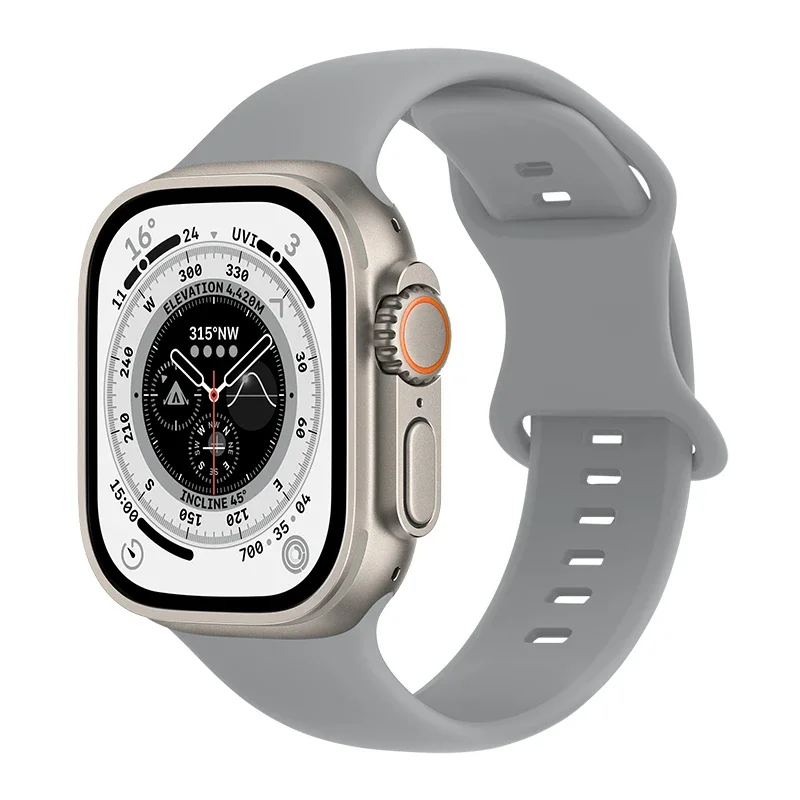 Apple Watch Ultra 49mm 2nd Gen Reim i silikon, Grå