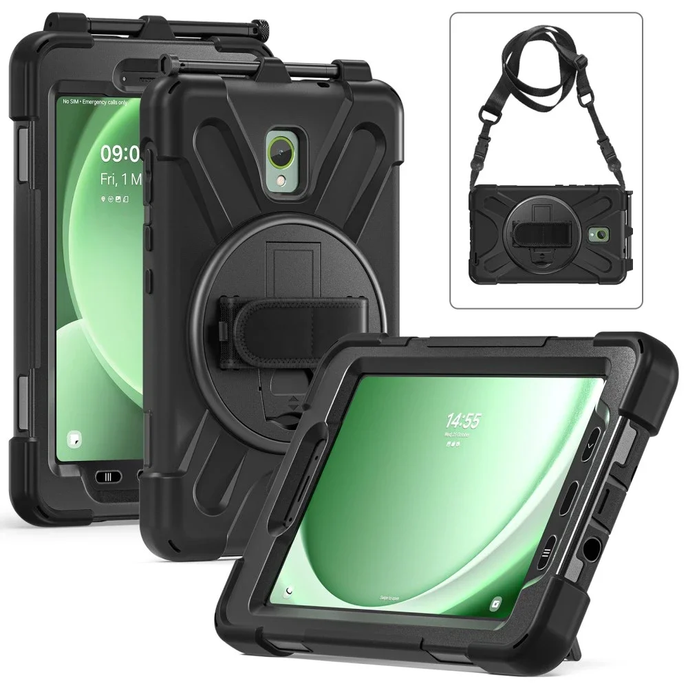 Samsung Galaxy Tab Active3 Tøft hybriddeksel med skulderrem Svart Samsung Galaxy Tab Active3 Tøft hybriddeksel med skulderrem Svart