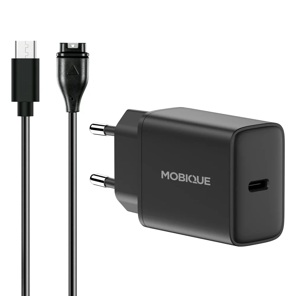 Garmin Forerunner 165 Lader – kabel & vegglader 20W, Svart Garmin Forerunner 165 Lader – kabel & vegglader 20W, Svart