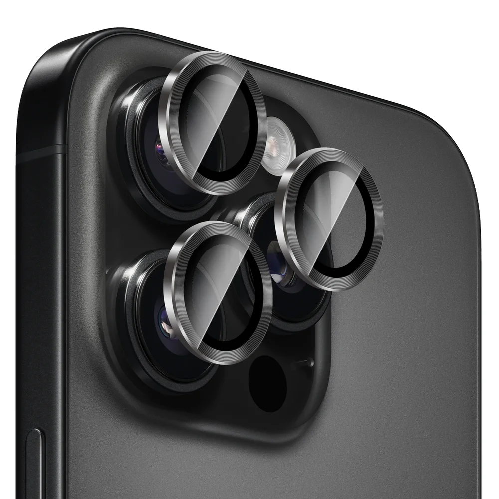 Mobique Linsebeskytter Metall iPhone 15 Pro Max, Svart
