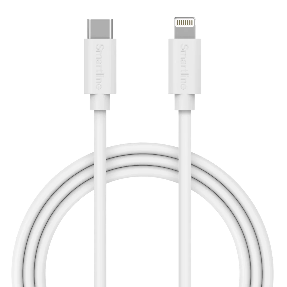 Smartline Ladekabel 1m Lightning – USB-C, Hvit Smartline Ladekabel 1m Lightning – USB-C, Hvit