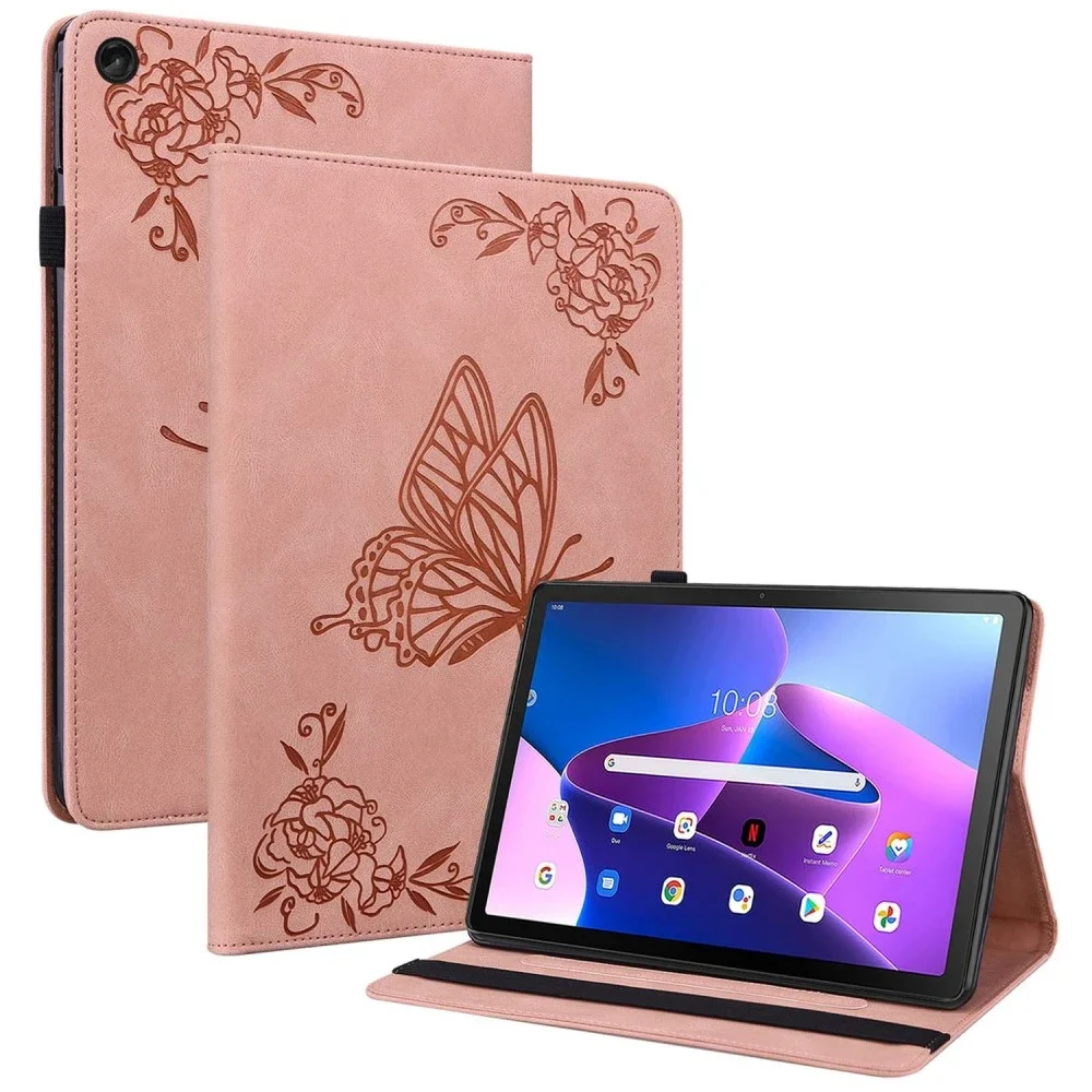 Lenovo Tab M10 (3rd Gen) Fint etui med sommerfugler, Rosa Lenovo Tab M10 (3rd Gen) Fint etui med sommerfugler, Rosa